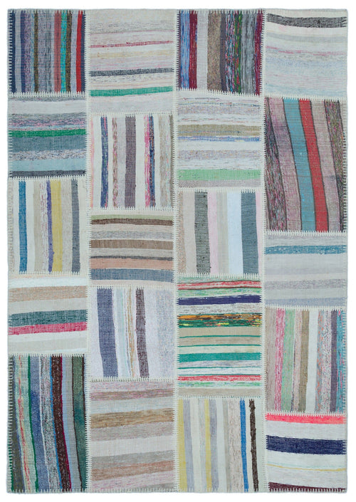 Teselya 25464 Multy Striped Wool Handmade Area Rug 5'3" x 7'6"