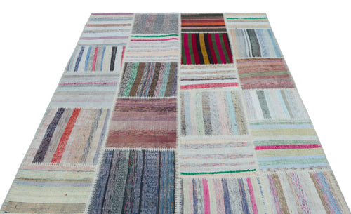 Teselya 25465 Multy Striped Wool Handmade Area Rug 5'3" x 7'5"