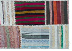 Teselya 25465 Multy Striped Wool Handmade Area Rug 5'3" x 7'5"