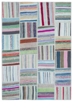 Teselya 25466 Multy Striped Wool Handmade Area Rug 5'3" x 7'5"