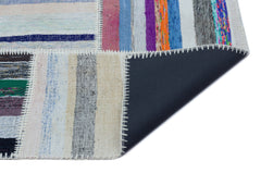 Teselya 25468 Patchwork Striped Wool Handmade Area Rug 5'3" x 7'4"