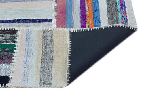 Teselya 25468 Patchwork Striped Wool Handmade Area Rug 5'3" x 7'4"