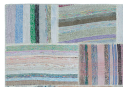 Teselya 25469 Beige Striped Wool Handmade Area Rug 5'3" x 7'4"