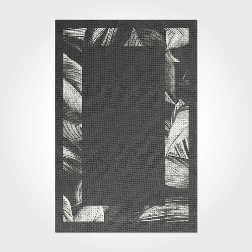 Isla Black Frame Chenille and Cotton Digital Print Area Rug