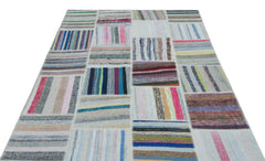 Teselya 25471 Multy Striped Wool Handmade Area Rug 5'3" x 7'5"