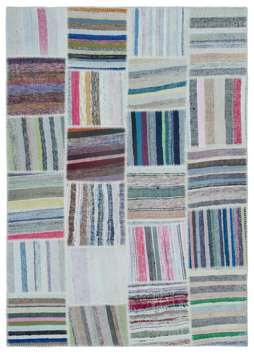 Teselya 25471 Multy Striped Wool Handmade Area Rug 5'3" x 7'5"