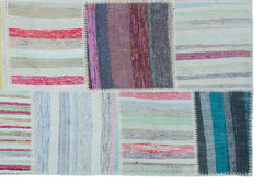 Teselya 25472 Multy Striped Wool Handmade Area Rug 5'3" x 7'6"