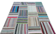 Teselya 25473 Multy Striped Wool Handmade Area Rug 5'3" x 7'5"