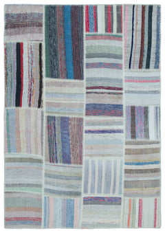 Teselya 25475 Multy Striped Wool Handmade Area Rug 5'3" x 7'5"