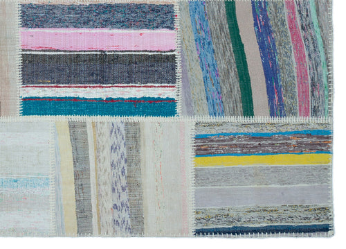 Teselya 25476 Multy Striped Wool Handmade Area Rug 5'3" x 7'5"