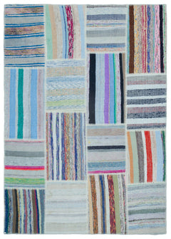 Teselya 25477 Multy Striped Wool Handmade Area Rug 5'3" x 7'5"