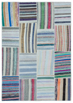 Teselya 25479 Multy Striped Wool Handmade Area Rug 5'3" x 7'5"
