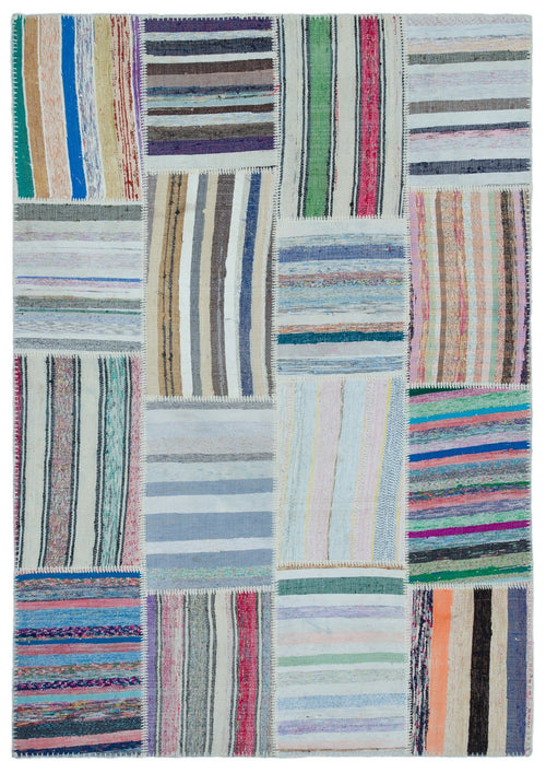 Teselya 25479 Multy Striped Wool Handmade Area Rug 5'3" x 7'5"