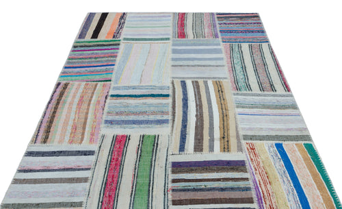 Teselya 25479 Multy Striped Wool Handmade Area Rug 5'3" x 7'5"