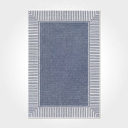 Digital Print Area Rug – Washable Non Slip Chenille Cotton Rug with Blue Frame