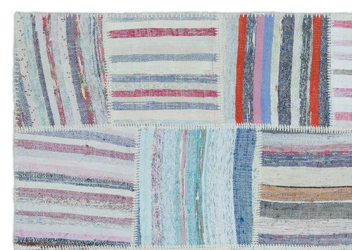 Teselya 25480 Patchwork Striped Wool Handmade Area Rug 5'3" x 7'7"