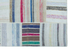 Teselya 25481 Patchwork Striped Wool Handmade Area Rug 5'3" x 7'7"
