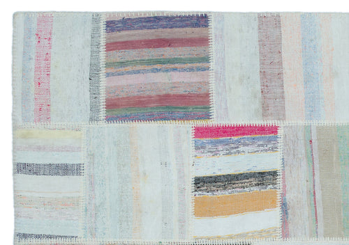 Teselya 25481 Patchwork Striped Wool Handmade Area Rug 5'3" x 7'7"