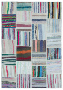 Teselya 25482 Multy Striped Wool Handmade Area Rug 5'3" x 7'5"