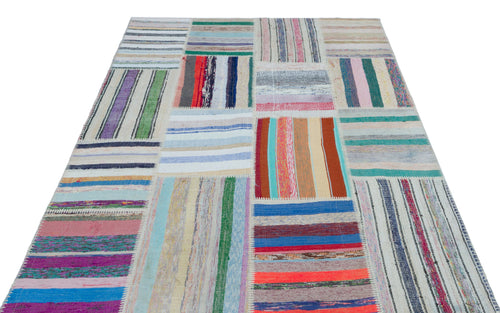 Teselya 25483 Multy Striped Wool Handmade Area Rug 5'3" x 7'5"