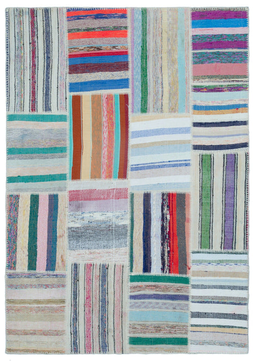 Teselya 25483 Multy Striped Wool Handmade Area Rug 5'3" x 7'5"