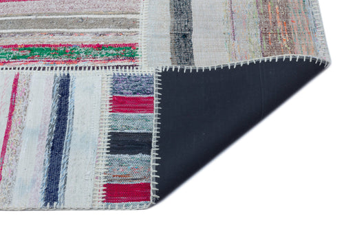 Teselya 25486 Patchwork Striped Wool Handmade Area Rug 5'3" x 7'7"