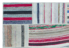 Teselya 25486 Patchwork Striped Wool Handmade Area Rug 5'3" x 7'7"