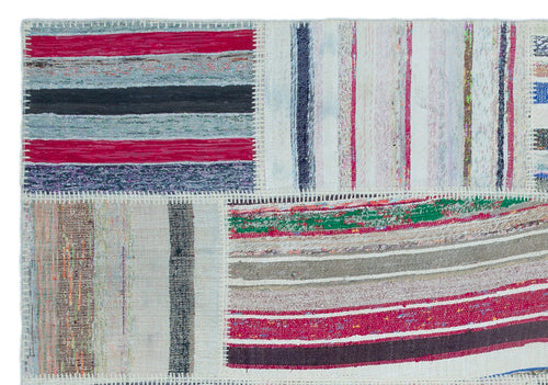 Teselya 25486 Patchwork Striped Wool Handmade Area Rug 5'3" x 7'7"