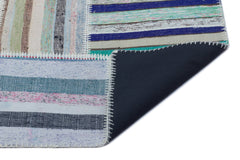 Teselya 25487 Patchwork Striped Wool Handmade Area Rug 5'3" x 7'7"