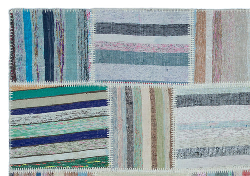 Teselya 25487 Patchwork Striped Wool Handmade Area Rug 5'3" x 7'7"