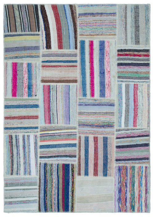 Teselya 25488 Multy Striped Wool Handmade Area Rug 5'3" x 7'5"