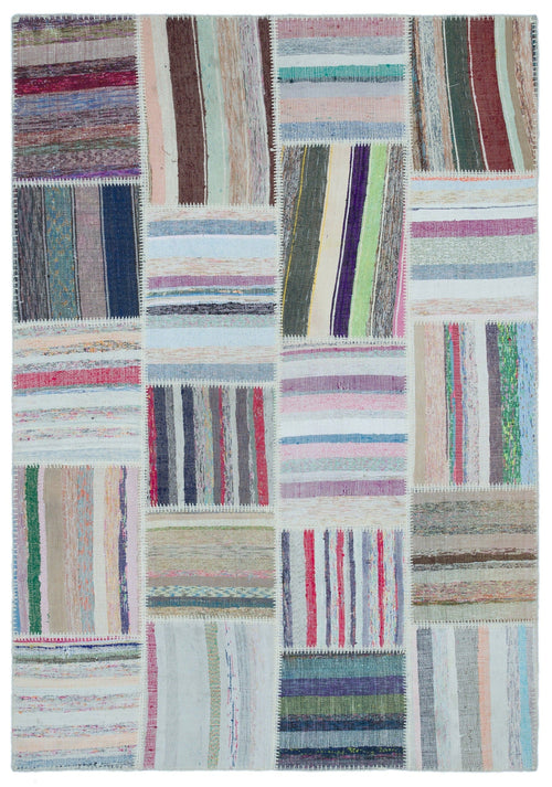 Teselya 25489 Multy Striped Wool Handmade Area Rug 5'3" x 7'6"