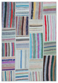 Teselya 25490 Multy Striped Wool Handmade Area Rug 5'3" x 7'5"