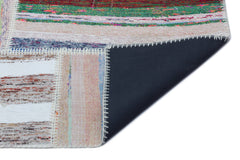 Teselya 25491 Patchwork Striped Wool Handmade Area Rug 5'3" x 7'7"