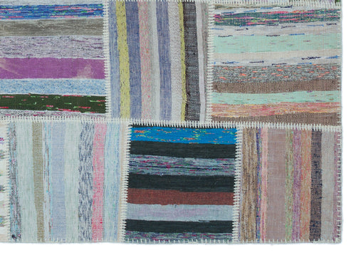 Teselya 25492 Beige Striped Wool Handmade Area Rug 5'3" x 7'4"