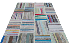 Teselya 25494 Multy Striped Wool Handmade Area Rug 5'3" x 7'6"