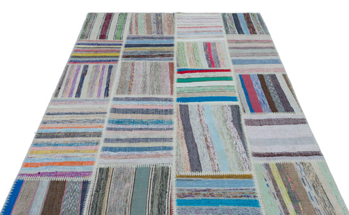 Teselya 25494 Multy Striped Wool Handmade Area Rug 5'3" x 7'6"