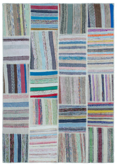 Teselya 25494 Multy Striped Wool Handmade Area Rug 5'3" x 7'6"