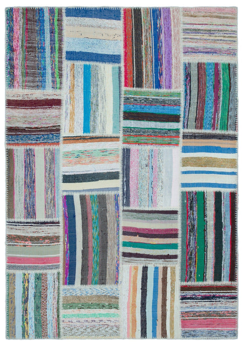 Teselya 25495 Multy Striped Wool Handmade Area Rug 5'3" x 7'6"