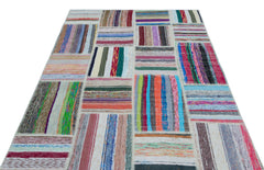 Teselya 25496 Multy Striped Wool Handmade Area Rug 5'1" x 7'6"