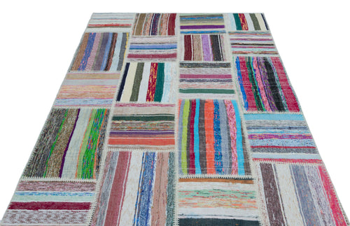 Teselya 25496 Multy Striped Wool Handmade Area Rug 5'1" x 7'6"