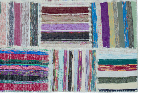 Teselya 25496 Multy Striped Wool Handmade Area Rug 5'1" x 7'6"