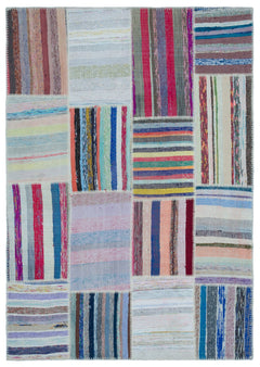 Teselya 25498 Multy Striped Wool Handmade Area Rug 5'3" x 7'5"