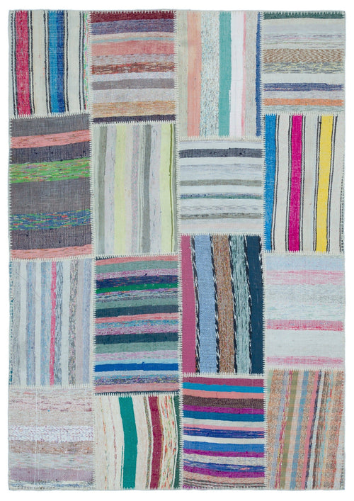 Teselya 25499 Multy Striped Wool Handmade Area Rug 5'3" x 7'5"
