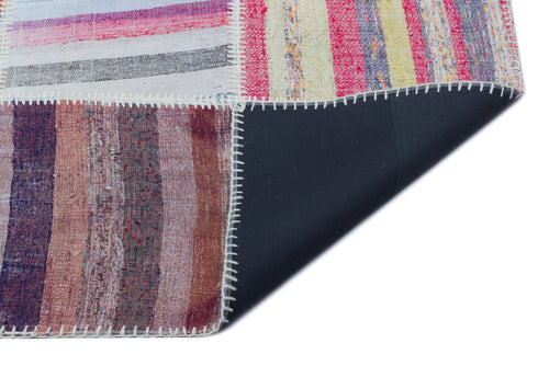 Teselya Beige Striped Wool Handmade Area Rug 5'3" x 7'5"