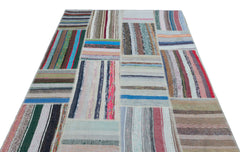 Teselya 25502 Multy Striped Wool Handmade Area Rug 5'3" x 7'5"