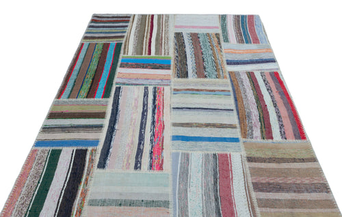 Teselya 25502 Multy Striped Wool Handmade Area Rug 5'3" x 7'5"