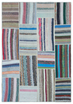Teselya 25502 Multy Striped Wool Handmade Area Rug 5'3" x 7'5"