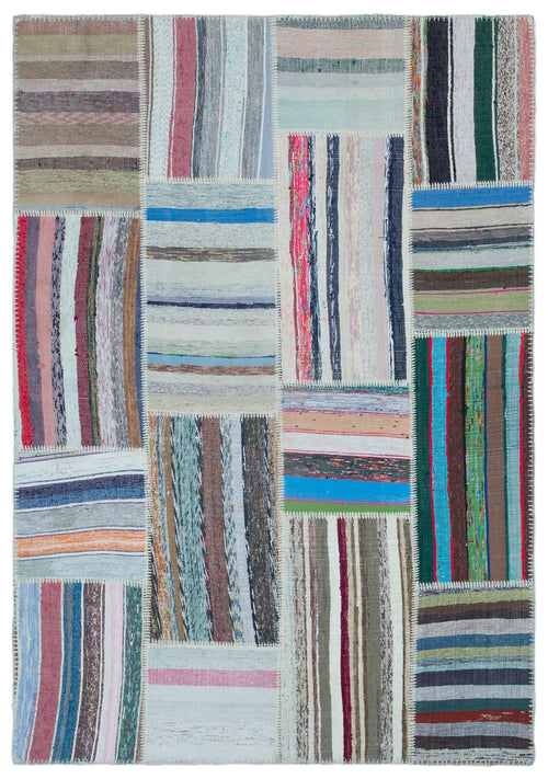 Teselya 25502 Multy Striped Wool Handmade Area Rug 5'3" x 7'5"