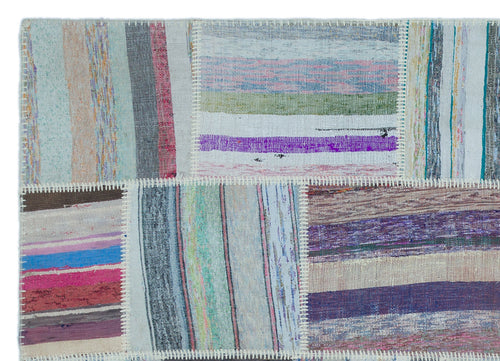 Teselya 25504 Beige Striped Wool Handmade Area Rug 5'3" x 7'4"